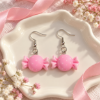 Imagem de Brinco Kawaii Docinho Rosa com Bolinhas Brancas
